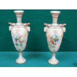 PAIR OF ROYAL WORCESTER HANDPAINTED AND GILDED CERAMIC VASES, No1410,