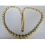 STRAND OF GRADUATED IVORY BEADS