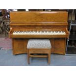 ART DECO STYLE BENTLEY UPRIGHT PIANO WITH STOOL