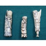 THREE CARVED ORIENTAL IVORY NETSUKES