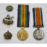 WORLD WAR I PAIR OF MEDALS TO 352811 C SJT WH MASON, MANCHESTER REGIMENT,