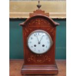 INLAID EDWARDIAN MAHOGANY MANTEL CLOCK