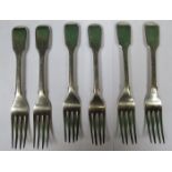 SET OF SIX GEORGIAN HALLMARKED SILVER FORKS,