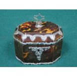 FINE QUALITY HALLMARKED SILVER AND TORTOISE SHELL TEA CADDY