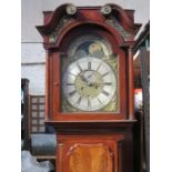 GOOD QUALITY ANTIQUE LONGCASE CLOCK WITH BRASS ROLLING MOON DIAL BY WILLIAM LASSELL,