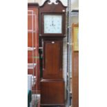 OAK CASED LONG CASED CLOCK WITH HAND PAINTED DIAL - H H CANARFON