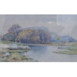 FINNIE, FRAMED WATERCOLOUR DEPICTING A WELSH SCENE, POSSIBLY ANGLESEY,