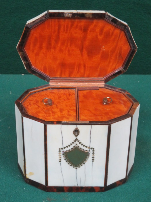 FINE QUALITY OF IVORY AND TORTOISE SHELL TEA CADDY (AT FAULT) - Image 2 of 2