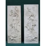 PAIR OF FRANCOIS DUQENSNOY MARBLE EFFECT RELIEF DECORATED PLAQUES,