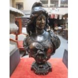 REPRODUCTION BRONZED CLASSICAL FEMALE BUST,