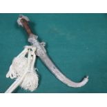 DECORATIVE SILVER COLOURED JAMBYA DAGGER WITH SCABBARD