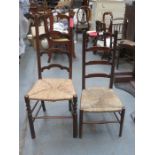 TWO RUSH SEATED SINGLE CHAIRS