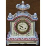 CONTINENTAL STYLE HANDPAINTED CERAMIC MANTEL CLOCK (AT FAULT)