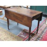 ANTIQUE MAHOGANY SINGLE DRAWER DROP LEAF PEMBROKE TABLE