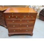 REPRODUCTION MAHOGANY TWO OVER THREE CHEST OF DRAWERS WITH BRUSH AND SLIDE