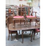 MAHOGANY GATELEG DINING TABLE WITH FOUR CHAIRS AND SIDEBOARD