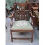 ANTIQUE OAK COUNTY STYLE ARMCHAIR