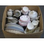 BOX LOT OF VARIOUS PART TEA SETS, ETC.