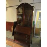 MAHOGANY TWO DOOR GLAZED BUREAU BOOKCASE