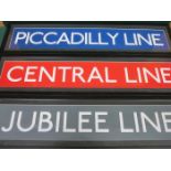SET OF SIX FRAMED REPRODUCTION LONDON UNDERGROUND STATION SIGNS