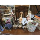 SUNDRY LOT INCLUDING CONTINENTAL FIGURES, VASE,