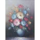 GILT FRAMED OIL PICTURE DEPICTING A VASE OF FLOWERS SIGNED VAN DER BILK AMSTERDAM APPROX.