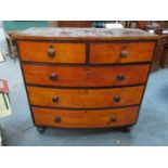 VICTORIAN BOW FRONTED TWO OVER THREE CHEST OF DRAWERS