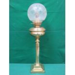 VICTORIAN BRASS COLUMN FORM TABLE LAMP (ALTERED FOR ELECTRIC)