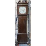 OAK AND MAHOGANY CASED PRESCOTT LONGCASE CLOCK WITH HANDPAINTED AND ENAMELLED DIAL