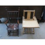 CHILDS' HIGH CHAIR AND ROCKING CHAIR