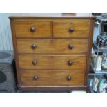 VICTORIAN MAHOGANY TWO OVER THREE CHEST OF DRAWERS