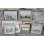 QUANTITY OF VARIOUS WATERCOLOURS, MAINLY SINGED BY C LAWRENCE,