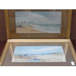 JS ELLIOTT, PAIR OF FRAMED WATERCOLOURS DEPICTING COASTAL SCENE,