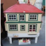 VINTAGE ELECTRIC WOODEN DOLLS HOUSE WITH FURNITURE