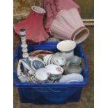 TWO BOXES OF CERAMICS INCLUDING WEDGWOOD, CARLTONWARE, ETC,