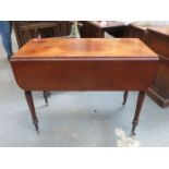 MAHOGANY DROP LEAF PEMBROKE TABLE WITH SINGLE DRAWER