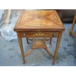 INLAID ROSEWOOD SINGLE DRAWER ENVELOPE GAMES TABLE