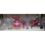 MIXED LOT OF CRANBERRY & OTHER GLASSWARE