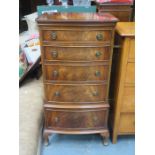 REPRODUCTION BOW FRONTED CHEST OF FIVE DRAWERS