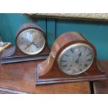 MAHOGANY INLAID MANTLE CLOCK AND OAK MANTLE CLOCK