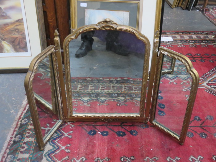 GILDED THREE FOLD DRESSING MIRROR