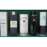 FIVE VARIOUS UNOPENED BOTTLES OF WHISKY INCLUDING GLENALBA, THE SPEYSIDE, OLD PULTENEY,