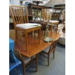 EXTENDING DINING TABLE AND SIX (FOUR AND TWO) CHAIRS