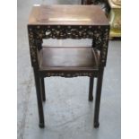 MOTHER OF PEARL DECORATED ANTIQUE WOODEN JAPANESE TWO TIER PLANT STAND