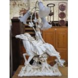 COMPOSITION FIGURE FORM TABLE LAMP DEPICTING A LADY ON HORSE BACK