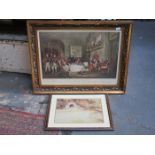 FRAMED POLYCHROME PRINT - THE MELTON'S BREAKFAST AND A RUSSELL FLINT PRINT