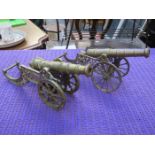 PAIR OF BRASS CANNONS