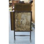 VICTORIAN EXTENDING TAPESTRY FIRESCREEN IN CARVED FRAME