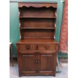 OAK LINENFOLD FRONTED KITCHEN DRESSER