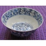 QING DYNASTY BLUE AND WHITE FLORAL DECORATED BOWL,